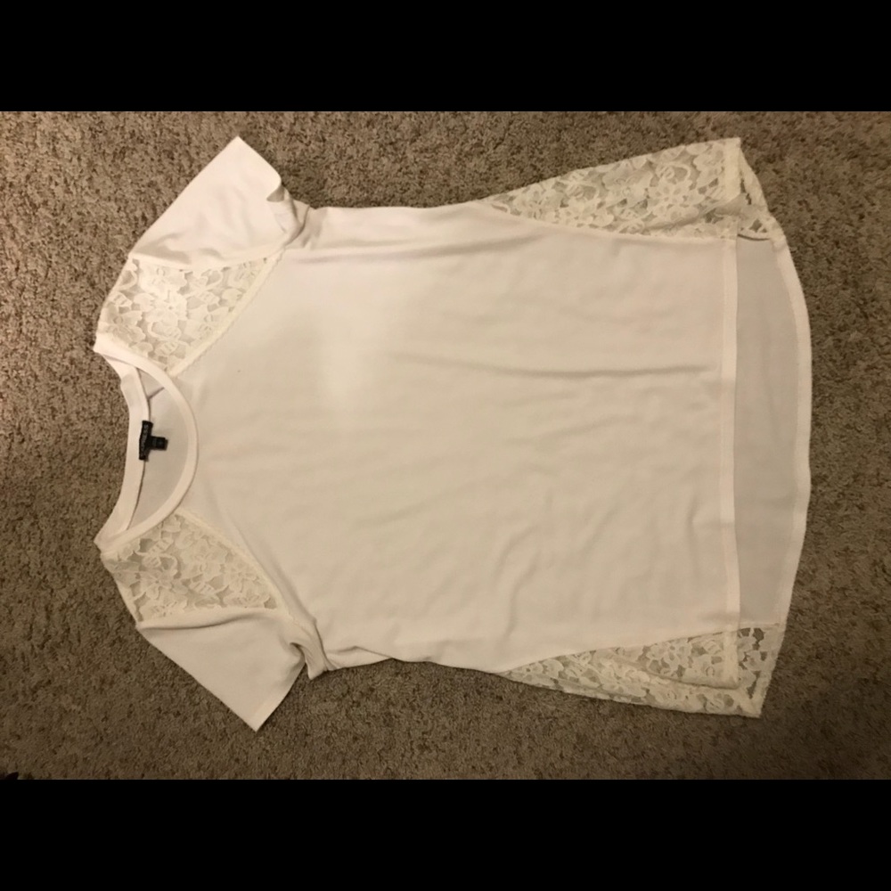 White and cream lace top